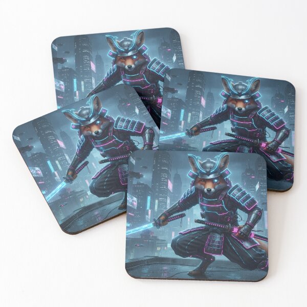 Item preview, Cyberpunk Samurai Fox - Futuristic Tech Art Print & Sticker designed and sold by Neo Tokio.