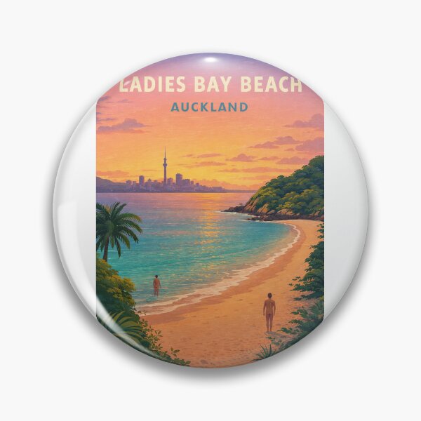 Item preview, Ladies Bay Beach Auckland with Waitematā Harbour Skyline designed and sold by Aryabek.