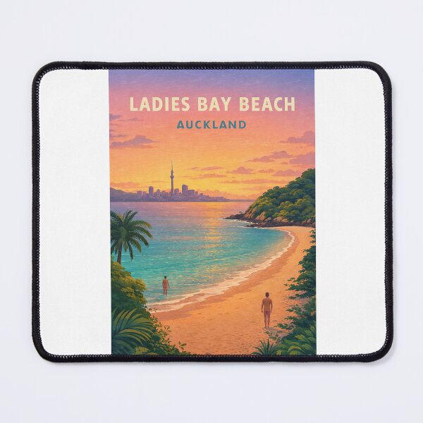 Item preview, Ladies Bay Beach Auckland with Waitematā Harbour Skyline designed and sold by Aryabek.