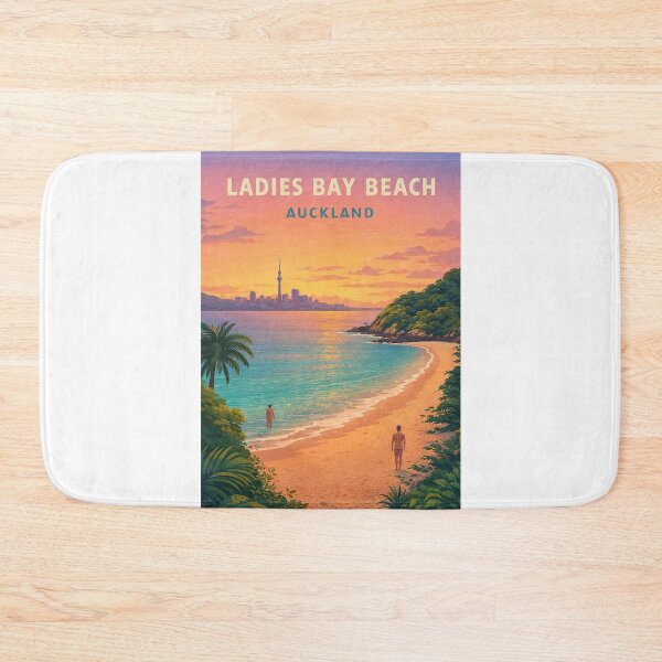 Item preview, Ladies Bay Beach Auckland with Waitematā Harbour Skyline designed and sold by Aryabek.