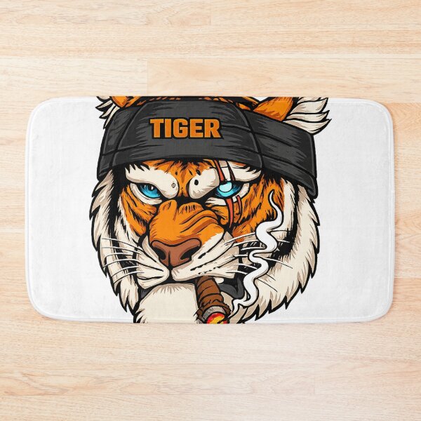 Item preview, Edgy Tiger Wearing a Beanie and Holding a Cigar Urban Cartoon Illustration designed and sold by BednarEvans.