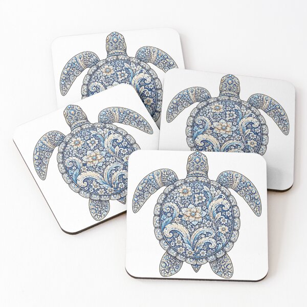 Item preview, Elegant Sea Turtle Top View | Ocean Floral Art designed and sold by Zaru Art Studio.