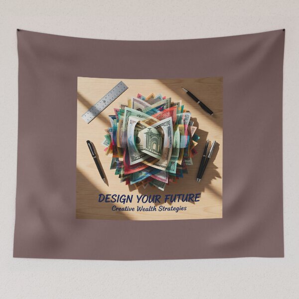 Item preview, Design Your Future Currency Art Poster: Creative Wealth Strategy Flat Lay Canvas designed and sold by Creative-RE.