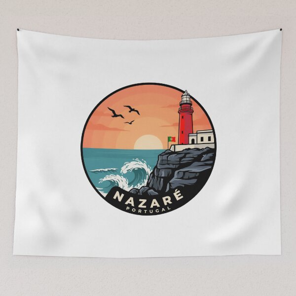 Item preview, Nazaré Portugal: Red Lighthouse Sunset Coast designed and sold by CircinusStore.