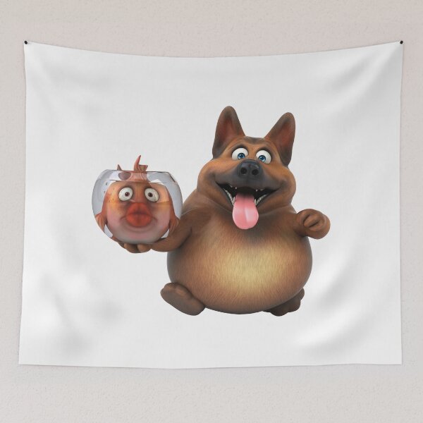 Item preview, Funny 3D Cartoon Dog Holding a Cute Goldfish Bowl designed and sold by BednarEvans.