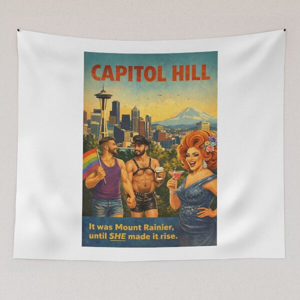 Item preview, Capitol Hill Seattle Skyline with Mount Rainier Washington designed and sold by Aryabek.
