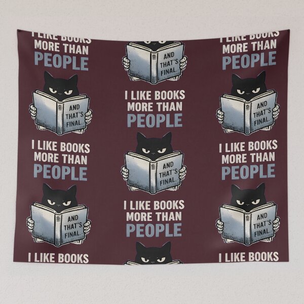 Item preview, I Like Books More Than People | Funny Grunge Black Cat Skeleton Hands Reading Book Lover Sticker Aesthetic designed and sold by CloudyCatArt.