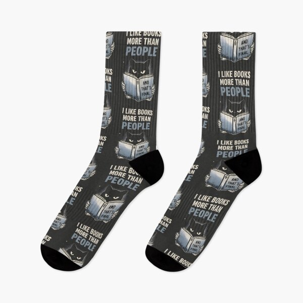 Item preview, I Like Books More Than People | Funny Black Cat Reading BookTok Humor Cozy Goth Aesthetic designed and sold by CloudyCatArt.