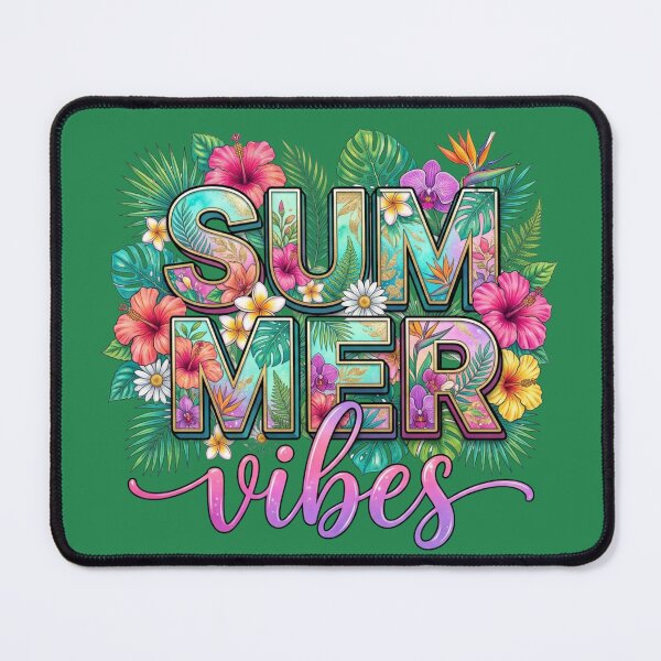 Item preview, Summer Vibes Tropical Botanical Hibiscus Floral Typography designed and sold by PACS0011.