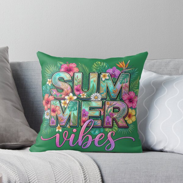 Item preview, Summer Vibes Tropical Botanical Hibiscus Floral Typography designed and sold by PACS0011.