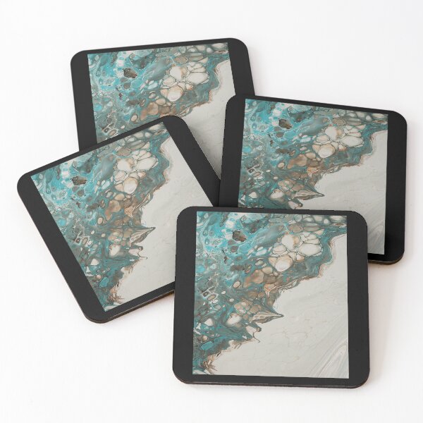 Item preview, Turquoise Beige Fluid Paint Pour Marble designed and sold by Geergio.