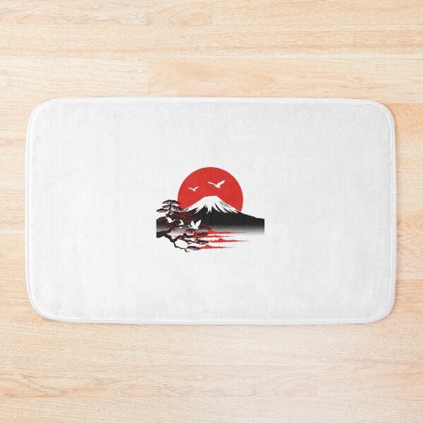Item preview, Japanese Zen Mount Fuji with Red Full Moon - Minimal Sun Graphic Art designed and sold by ZenStyleStudio.