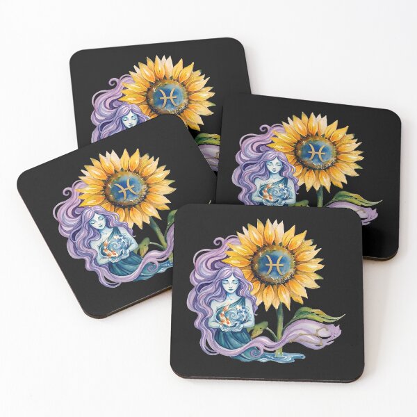 Item preview, Pisces Zodiac Goddess Watercolor Sunflower Art designed and sold by SilentFlower.