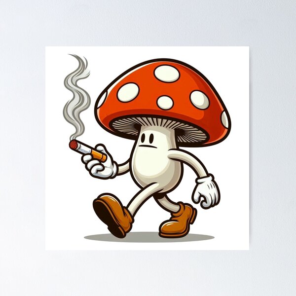 Item preview, Funny Mushroom Character Smoking a Cigar Retro Cartoon Illustration designed and sold by BednarEvans.