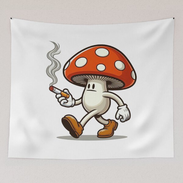 Item preview, Funny Mushroom Character Smoking a Cigar Retro Cartoon Illustration designed and sold by BednarEvans.