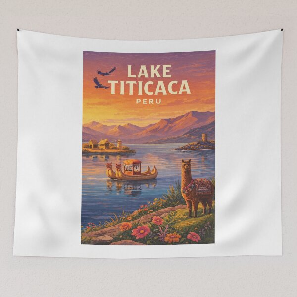 Item preview, Lake Titicaca Peru Andean Highlands With Traditional Reed Boat designed and sold by Aryabek.