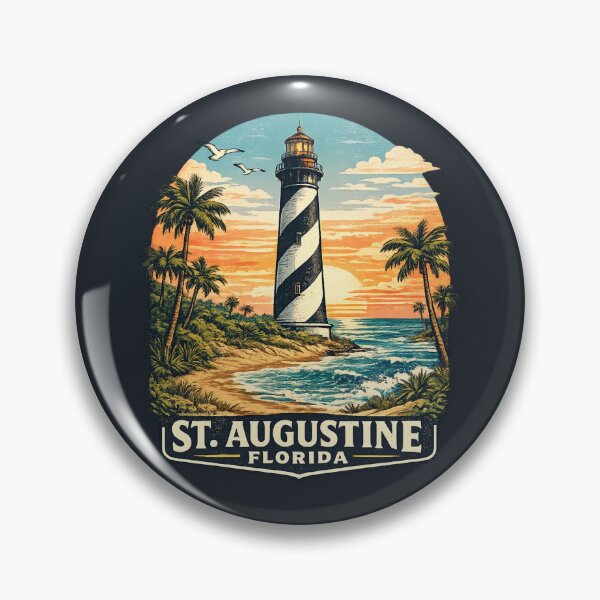 Item preview, St. Augustine Lighthouse Florida Retro Vintage Travel Shirt | Coastal Sunset Nautical Landmark Vacation Gift Design designed and sold by Globalcitytees.