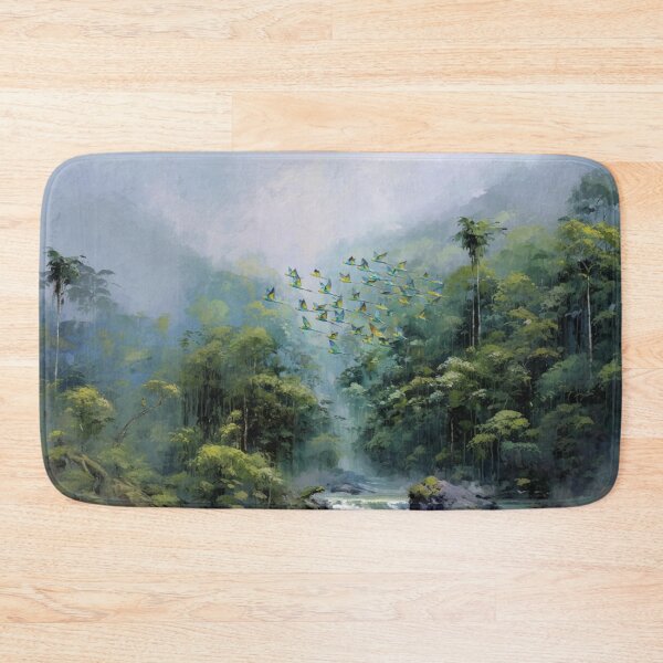 Item preview, A Budgerigar flock sweeping over rainforest valleys, Birds in Motion designed and sold by CDC40.
