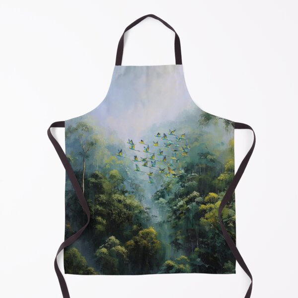 Item preview, A Budgerigar flock sweeping over rainforest valleys, Birds in Motion designed and sold by CDC40.