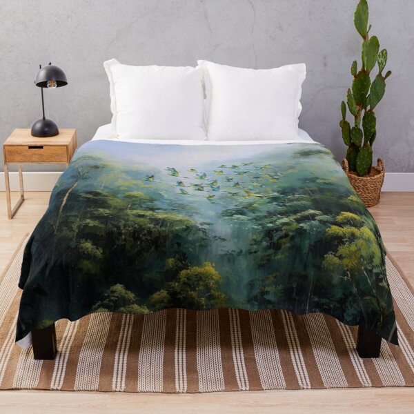 Item preview, A Budgerigar flock sweeping over rainforest valleys, Birds in Motion designed and sold by CDC40.