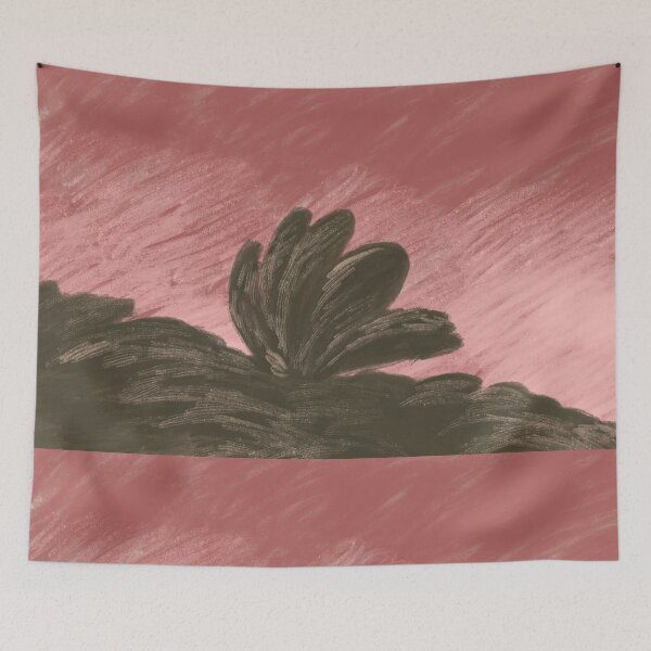 Item preview, Minimalist Stylized Bush Silhouette Against Dusky Pink Sky designed and sold by zanaxxer.