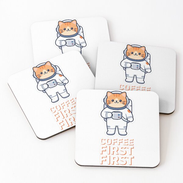 Item preview, Astronaut Cat Coffee First | Cute Orange Tabby Space Illustration designed and sold by Jaani-T.