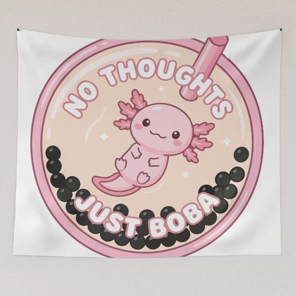 Item preview, Kawaii Axolotl Strawberry Boba Tea No Thoughts designed and sold by Arc2020.