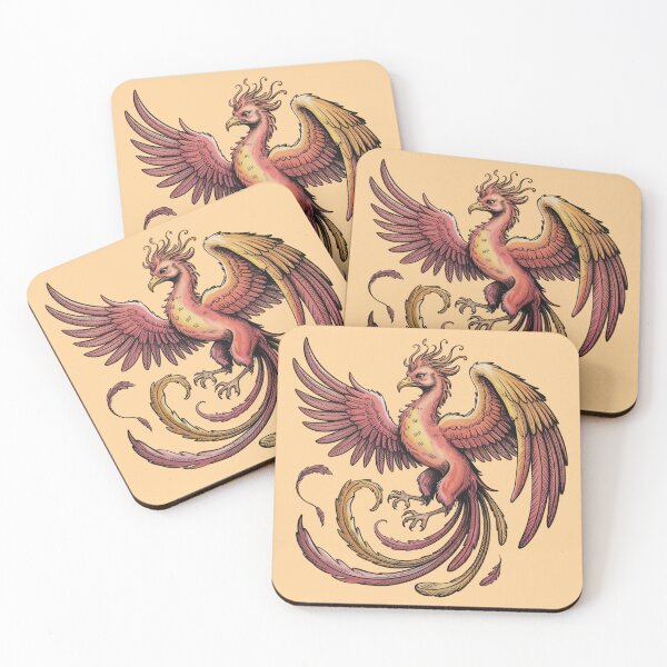 Item preview, Decorative medieval fantasy illustration of a phoenix designed and sold by 123ks.