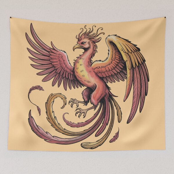 Item preview, Decorative medieval fantasy illustration of a phoenix designed and sold by 123ks.