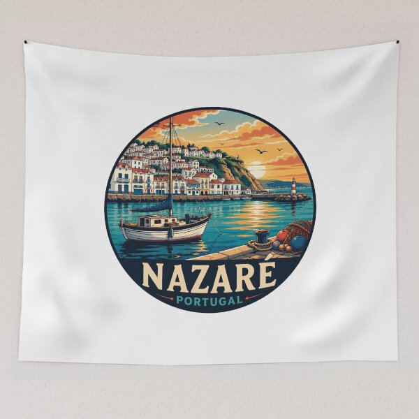 Item preview, Nazaré Portugal: Fishing Dock & Lighthouse Sunset designed and sold by CircinusStore.
