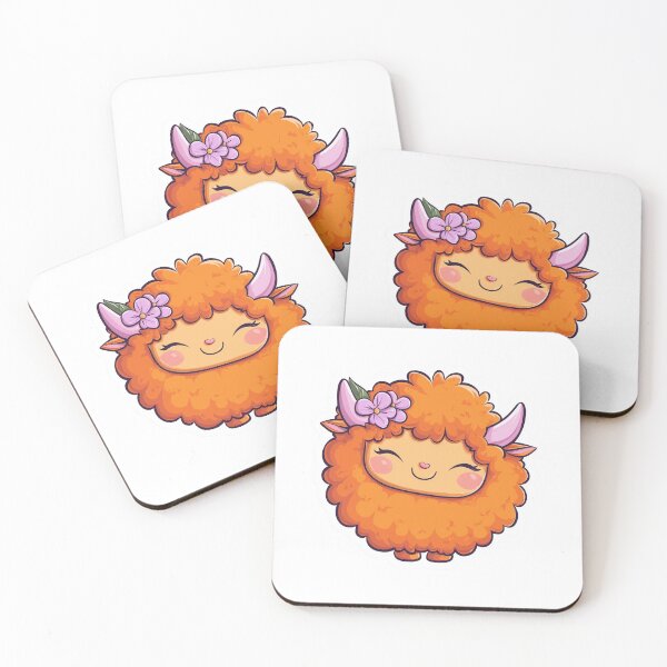 Item preview, Highland Cow Cute Fluffy Flower Kawaii designed and sold by StickerMan17.