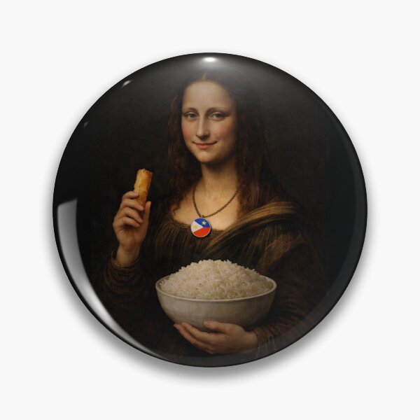 Item preview, Filipino Mona Lisa with Lumpia and Rice - Pinoy Food Art designed and sold by FlipFlopTeesCo.