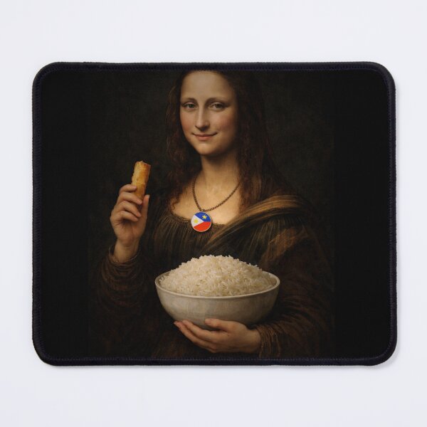 Item preview, Filipino Mona Lisa with Lumpia and Rice - Pinoy Food Art designed and sold by FlipFlopTeesCo.
