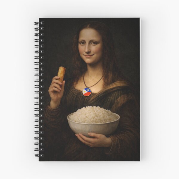 Item preview, Filipino Mona Lisa with Lumpia and Rice - Pinoy Food Art designed and sold by FlipFlopTeesCo.