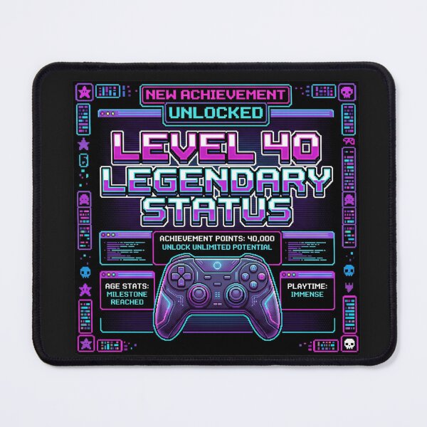 Item preview, Level 40 Unlocked Legendary Status Gamer - 40th Birthday Neon designed and sold by alalame.
