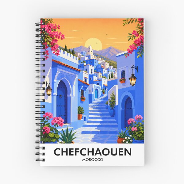 Item preview, Chefchaouen Retro Travel Print designed and sold by HomeLivingCo.