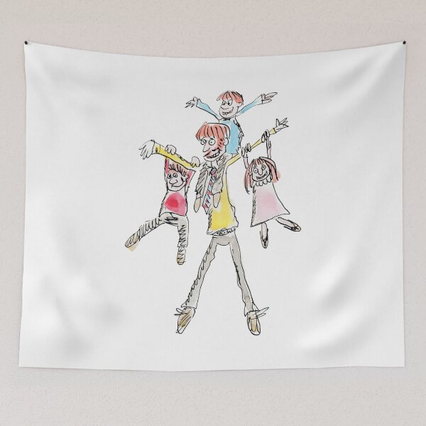 Item preview, Happy dad with his kids designed and sold by Inky Fingers Illustrations.