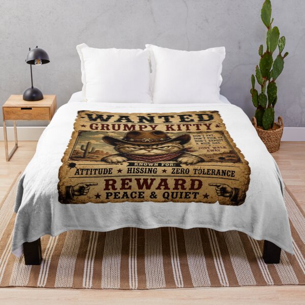 Item preview, Wanted Grumpy Kitty Funny Cowboy Cat T-Shirt – Vintage Western Angry Cat Poster Humor designed and sold by Artimax-Studio.