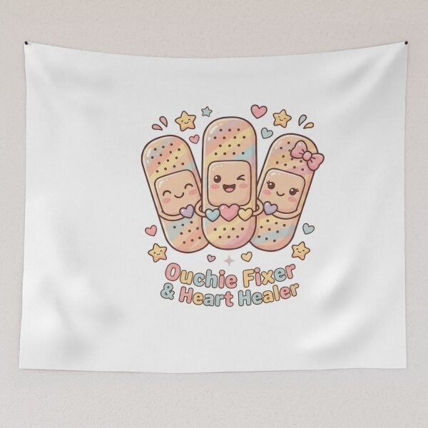 Item preview, Ouchie Fixer Heart Healer Cute Bandage Pediatric Nurse Sticker designed and sold by Nurse Craft Studio.