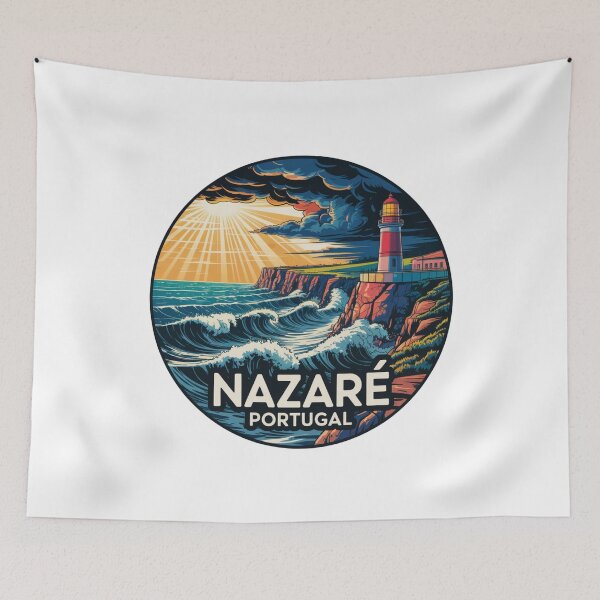 Item preview, Nazaré Portugal: Stormy Lighthouse & Big Waves designed and sold by CircinusStore.