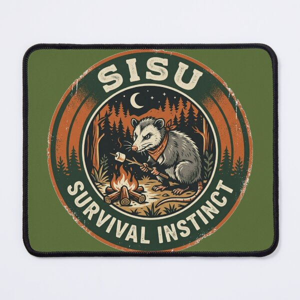 Item preview, Sisu Survival Club - Retro Opossum Badge designed and sold by SisuPrintsCo.