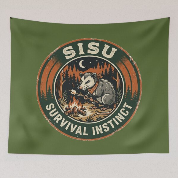 Item preview, Sisu Survival Club - Retro Opossum Badge designed and sold by SisuPrintsCo.