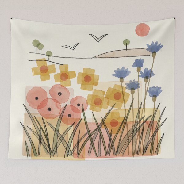 Item preview, Paul Klee Inspired Geometric Wildflower Meadow Abstract Botanical Art Print | Modern Bauhaus Floral Wall Art | Watercolor Gouache Nature Decor designed and sold by Tamas Das.