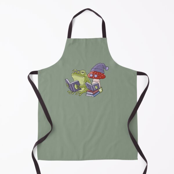 Item preview, Frog reading book with mushroom cottagecore illustration designed and sold by LeshanArt.