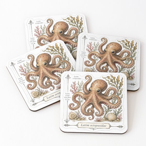 Item preview, Cute Vintage Brown Octopus Sticker - Scientific Ocean Plate designed and sold by PND7777.