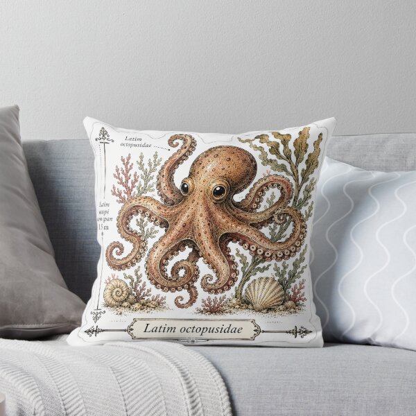 Item preview, Cute Vintage Brown Octopus Sticker - Scientific Ocean Plate designed and sold by PND7777.