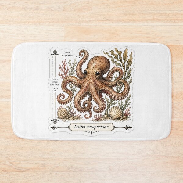 Item preview, Cute Vintage Brown Octopus Sticker - Scientific Ocean Plate designed and sold by PND7777.