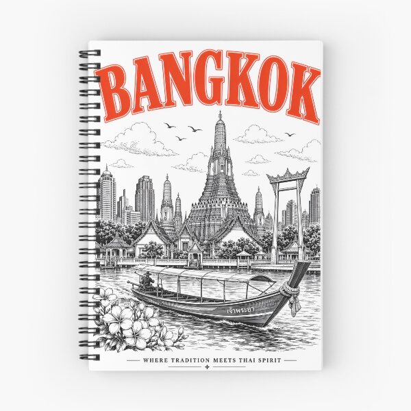 Item preview, Bangkok skyline and temple river scene designed and sold by Orfoxcreative.