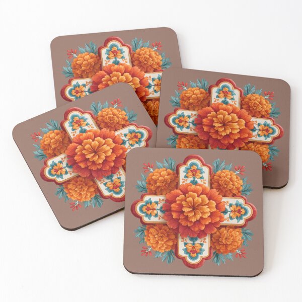 Item preview, Talavera Marigold Cross | Día de los Muertos Folk Art designed and sold by MythicMood.