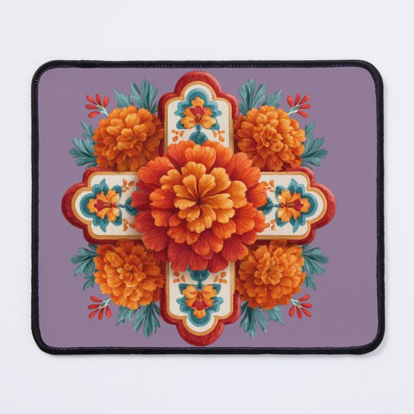 Item preview, Talavera Marigold Cross | Día de los Muertos Folk Art designed and sold by MythicMood.